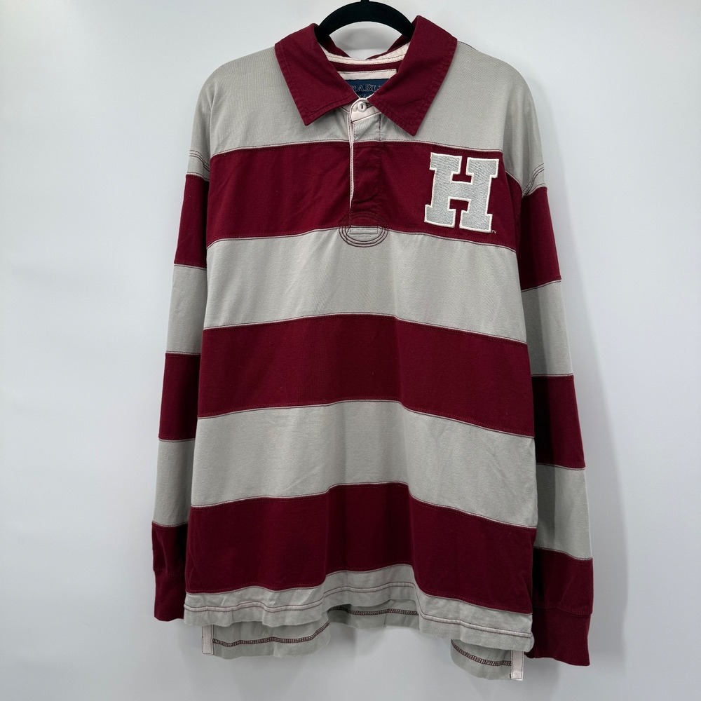 Crable Mens Size XL Harvard University Rugby Shirt Long Sleeve Striped Cotton